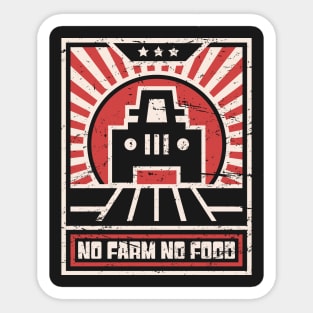 No Farm No Food | Retro Farmer Propaganda Sticker